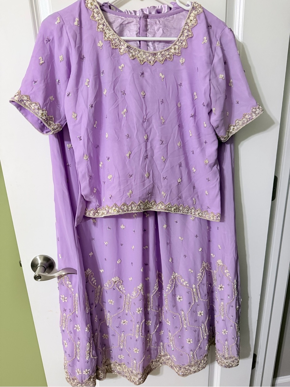 Stunning Lilac beaded 3 piece lehenga suit